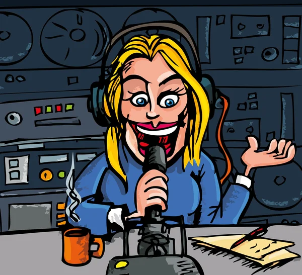 Cartoon talk rádio dj — Vetor de Stock