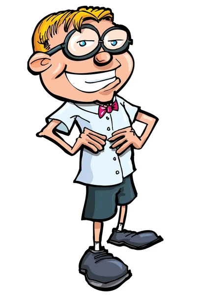 Cartoon-Nerd mit Brille — Stockvektor