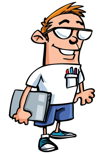 Cartoon-Nerd mit Brille — Stockvektor