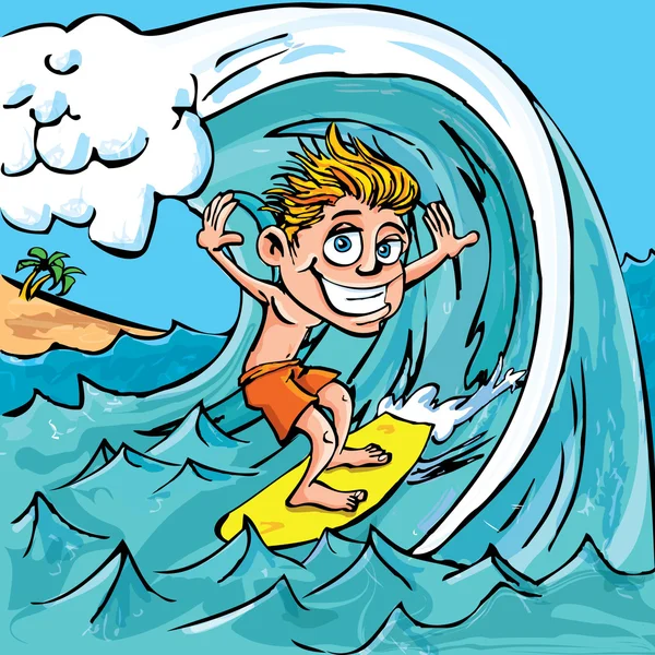 Niño de dibujos animados de surf — Archivo Imágenes Vectoriales