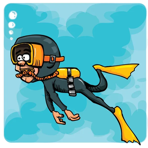 Karikatury potápěči, plavání pod vodou — Stockový vektor