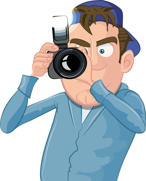 Cartoon paparazzi met een camera — Stockvector