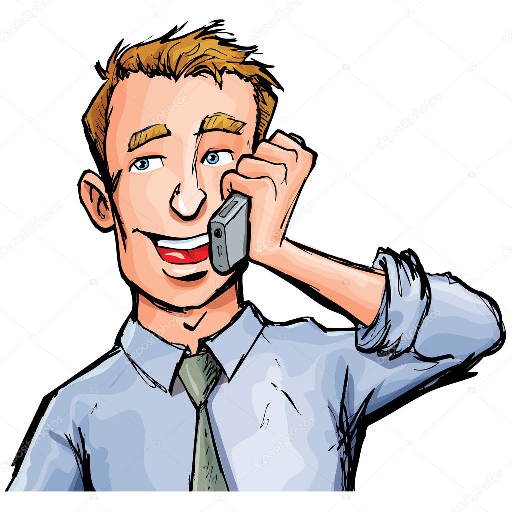 Cartoon office worker on the phone