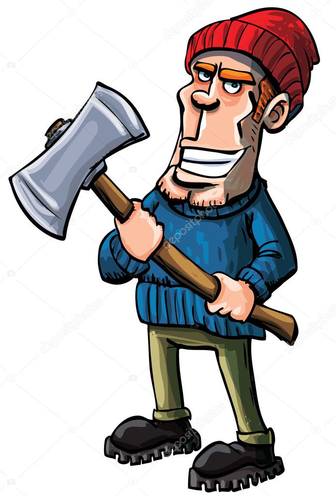 Cartoon lumberjack holding an axe Stock Vector Image by ©antonbrand #8033293