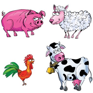 Cartoon set of farm animals clipart