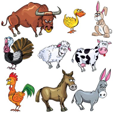 Cartoon set of farm animals clipart