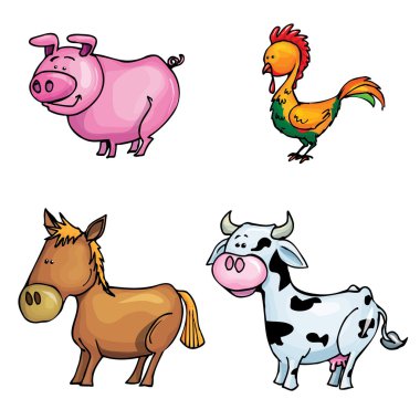 çiftlik hayvanları karikatür ayarla