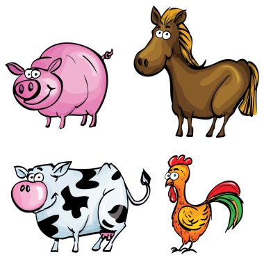 Cartoon set of farm animals clipart