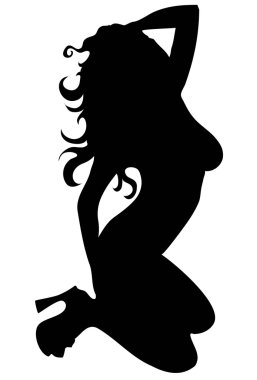 sillhoette of sexy naked woman clipart