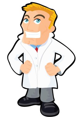 karikatür doktor beyaz ceket