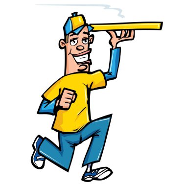 Cartoon of Pizza delivery boy clipart