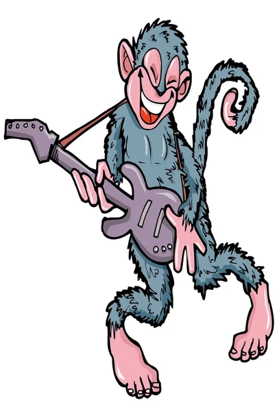 Macaco dos desenhos animados tocando guitarra — Vetor de Stock