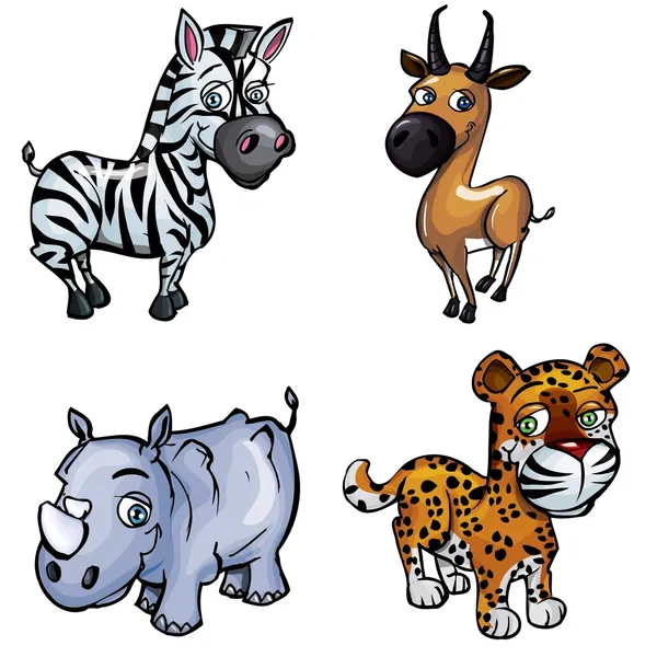 Set of cartoon wild animals — Stock Vector