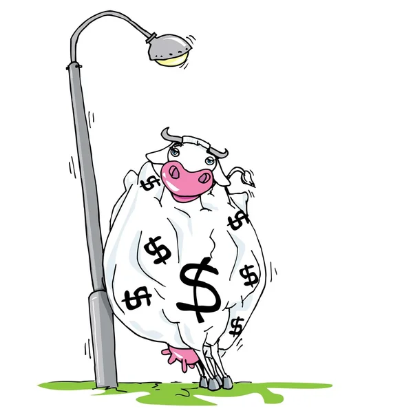 Cartoon contant geldkoe — Stockvector