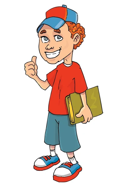 Cartoon of a boy holding a book — Stock Vector