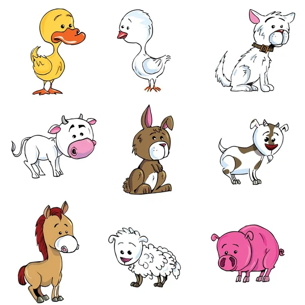 Conjunto de desenhos animados de animais de fazenda — Vetor de Stock