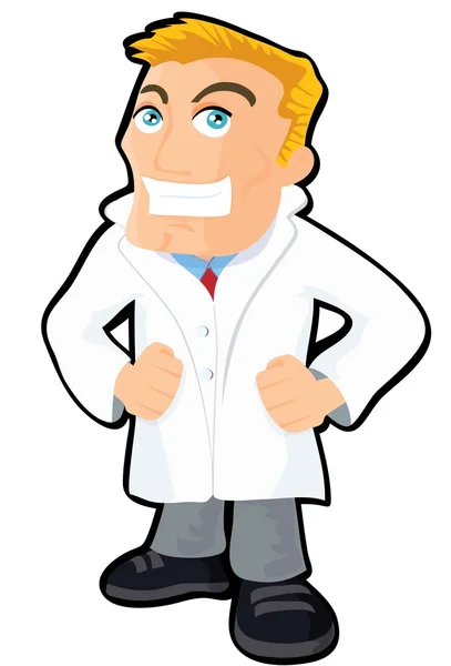 Karikatür doktor beyaz ceket — Stok Vektör