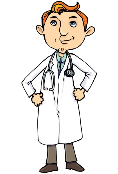 Cartoon-Arzt im weißen Kittel — Stockvektor