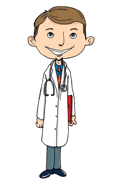 Karikatür doktor beyaz ceket — Stok Vektör