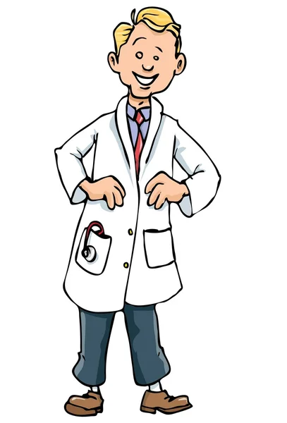 Cartoon-Arzt im weißen Kittel — Stockvektor