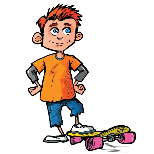 Karikatur eines Skater-Jungen — Stockvektor