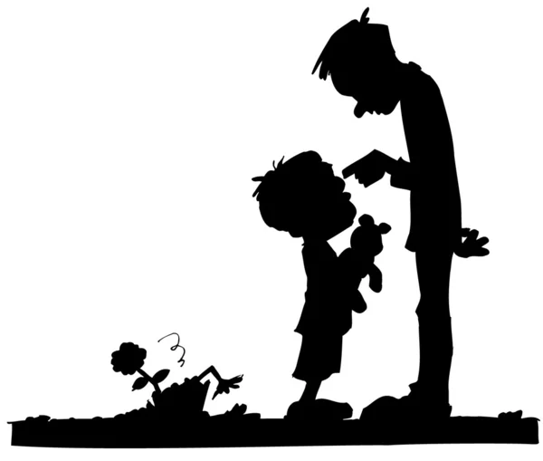 Dibujos animados de papá regañando a su hijo — Archivo Imágenes Vectoriales