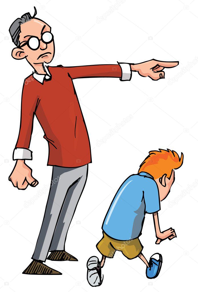 Cartoon of Dad scolding his son