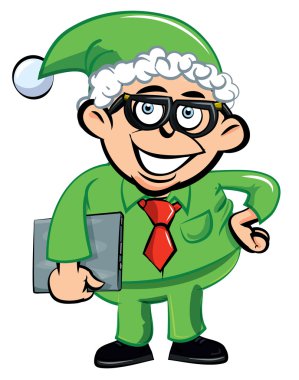 Cartoon of Santas helper office worker clipart