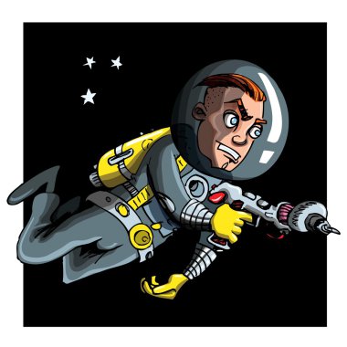 Cartoon astronaout in a space suit clipart