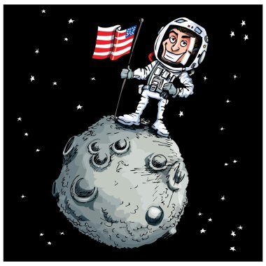 Cartoon astronaout on the moon clipart