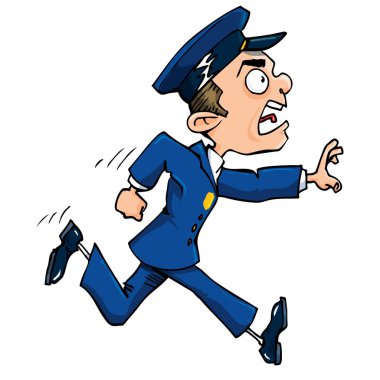 Cartoon policeman running clipart