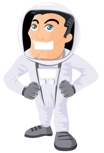 Astronauta de dibujos animados en un traje espacial — Vector de stock