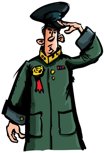 Cartoon officer salutera — Stock vektor