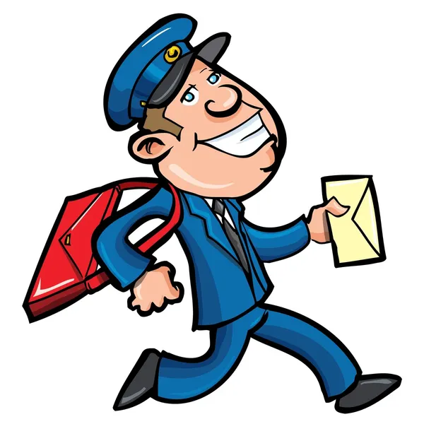 Cartoon mailman leveren mail — Stockvector