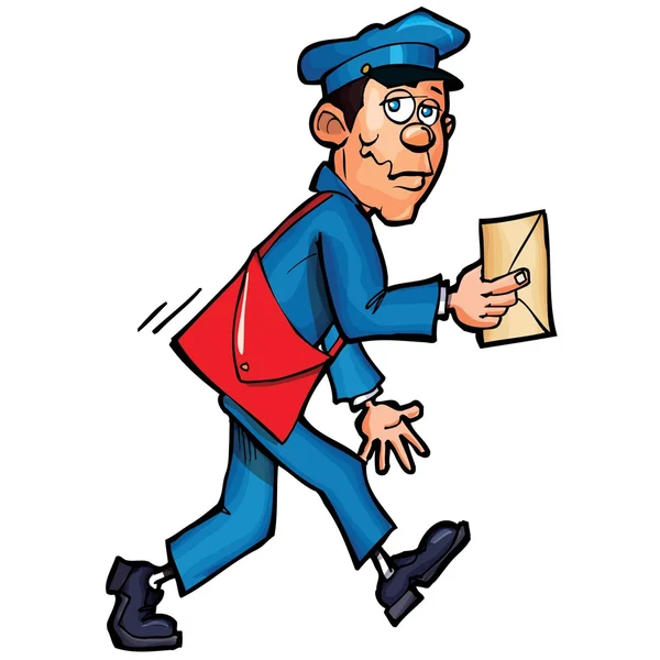 Carteiro dos desenhos animados entregando correio —  Vetores de Stock