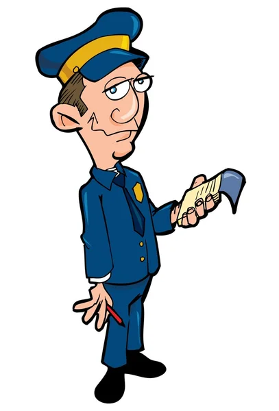 Γελοιογραφία αστυνομικός με ένα σημειωματάριο — Διανυσματικό Αρχείο