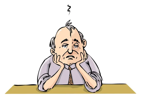Cartoon van depressief offfice werknemer. — Stockvector