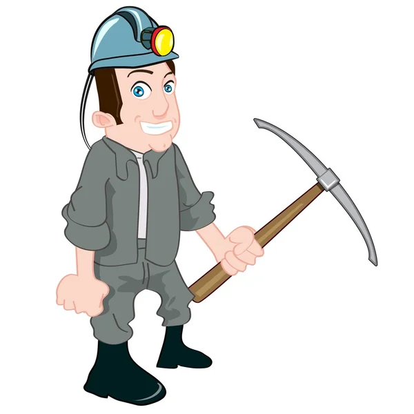 Cartoon Miner mit einer Spitzhacke — Stockvektor
