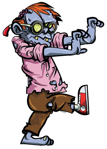 Kreslený zombie blbeček s brýlemi — Stockový vektor