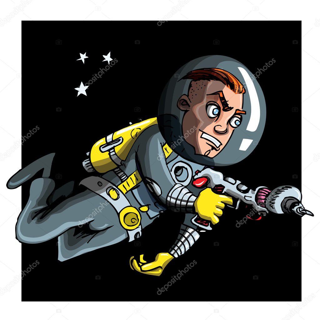Cartoon astronaout in a space suit