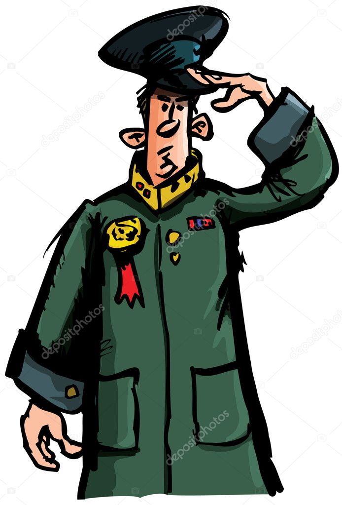 Cartoon officer saluting