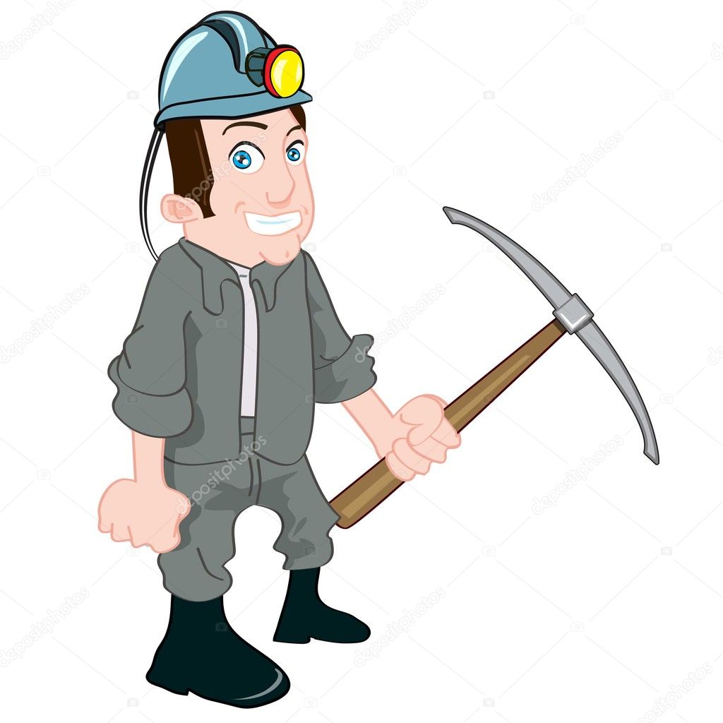 Cartoon miner with a pick