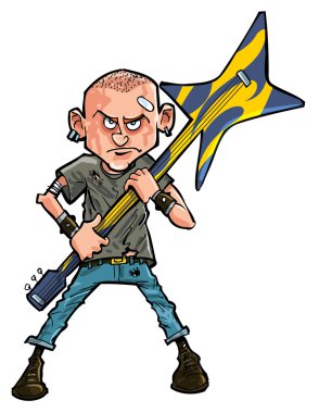 gitarını brandishing karikatür punk teen