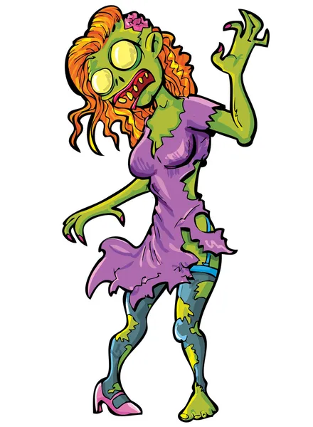 Dessin animé sexy zombie féminin — Image vectorielle