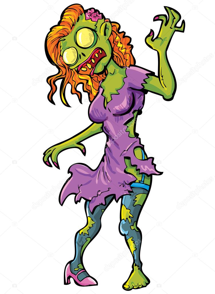 Cartoon sexy female zombie