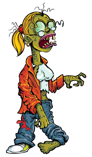 Kobieta kreskówka zombie w okularach — Wektor stockowy