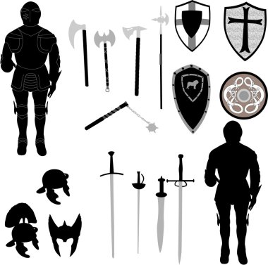 Collection of medieval war elements - vector clipart