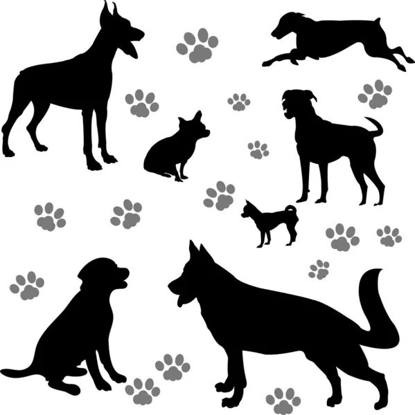 Silhouette dei cani - vettore Grafiche Vettoriali