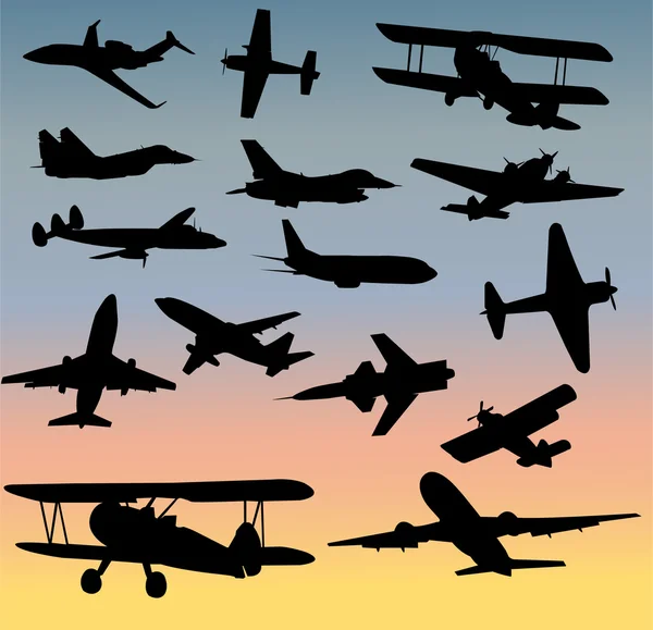 Collezione silhouette aeroplani - vettore Illustrazioni Stock Royalty Free