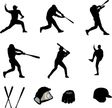Baseball players collection - vector clipart